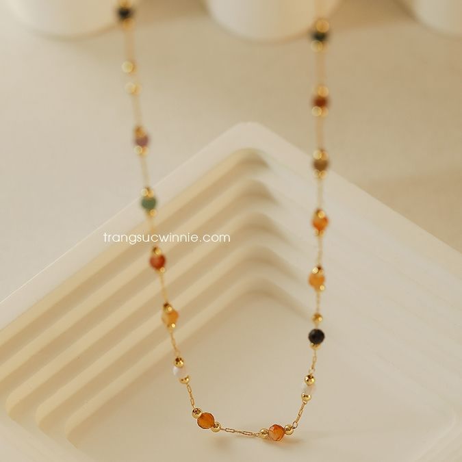 Dây chuyền titan Pha lê màu
