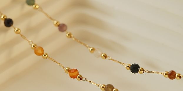 Dây chuyền titan Pha lê màu