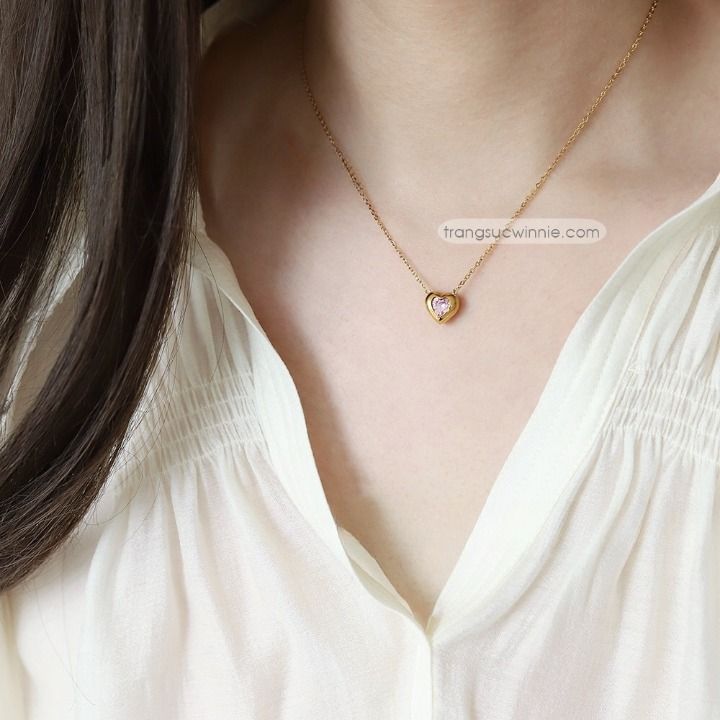 Dây chuyền titan Pink Heart