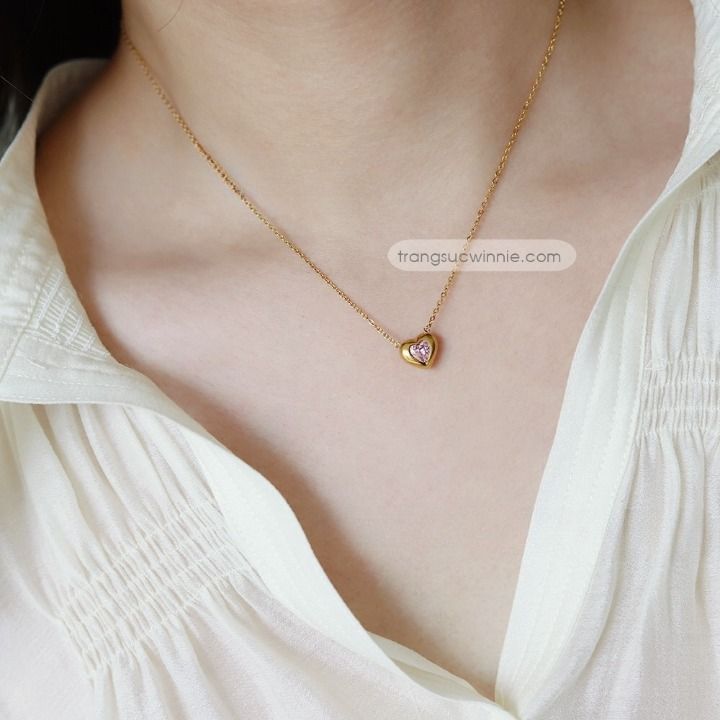 Dây chuyền titan Pink Heart