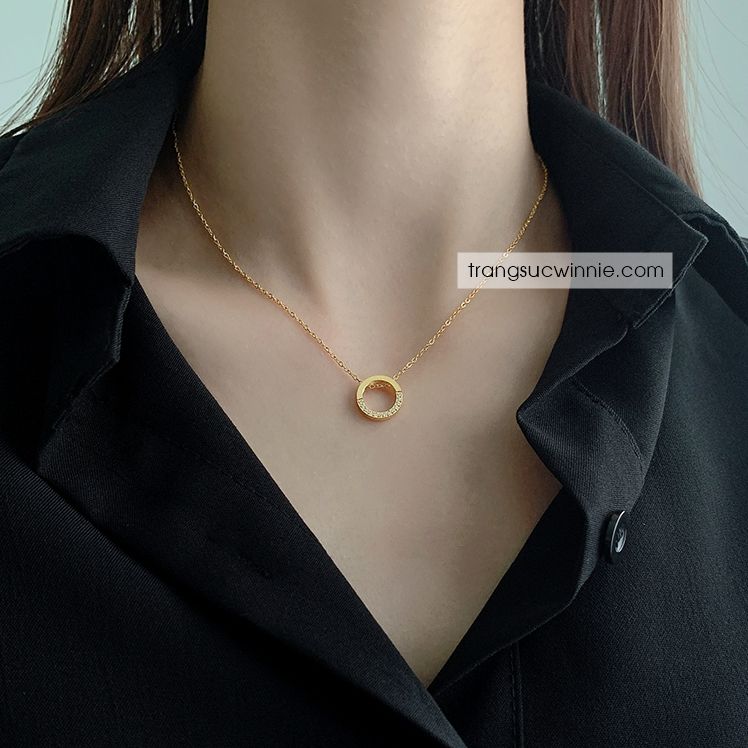 Dây chuyền titan Viền đá mảnh VG