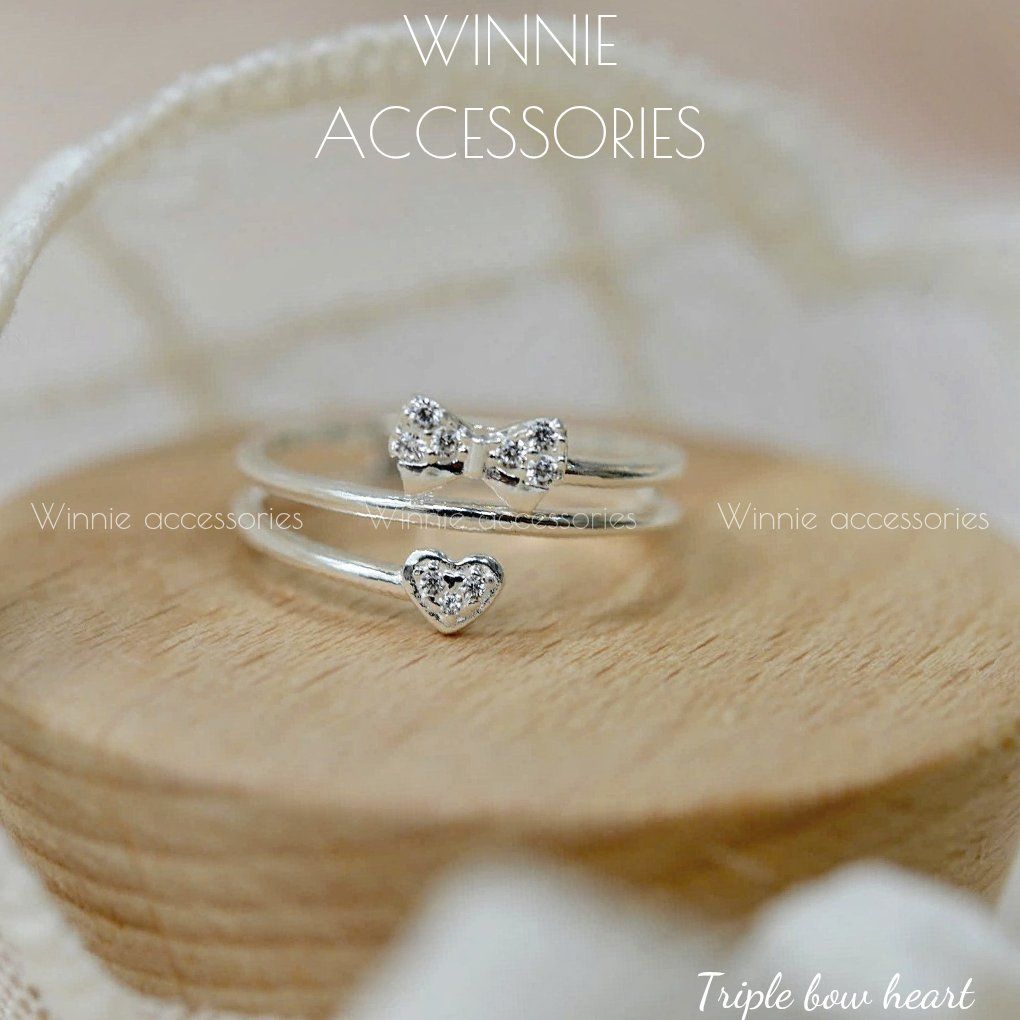 Nhẫn Bạc S925 Triple Bow Heart
