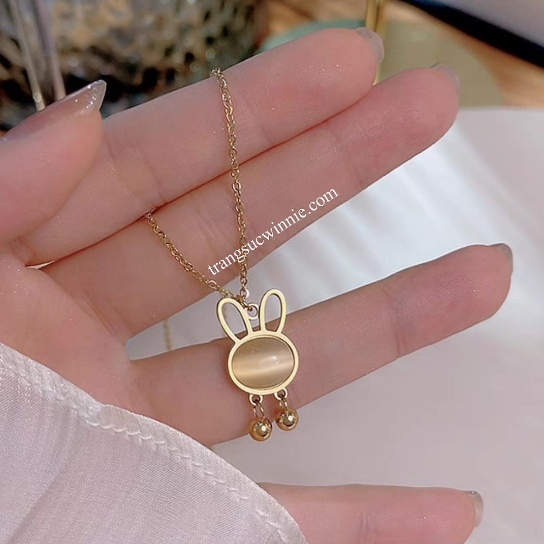 Dây chuyền titan Thỏ Opal