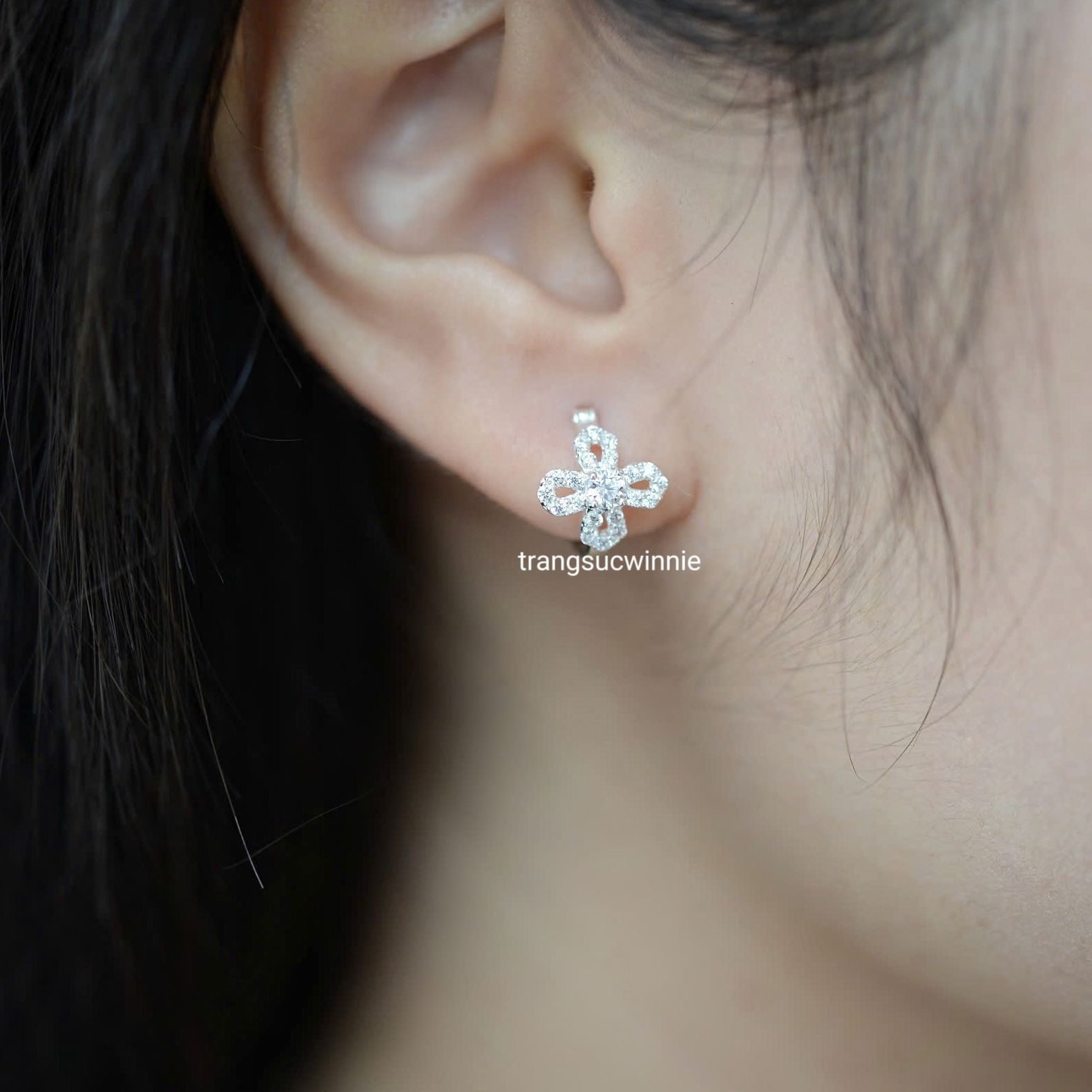 Hoa tai Bạc S925 Cross Flower