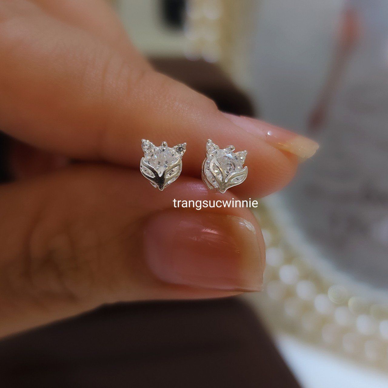 Hoa tai Bạc S925 Fox