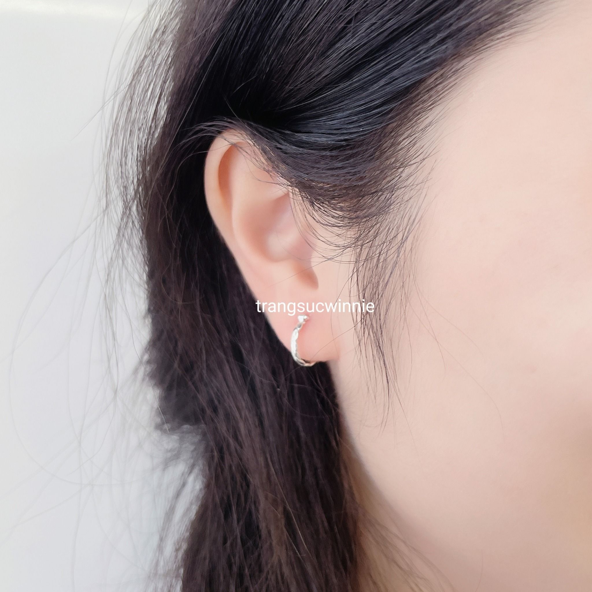 Hoa tai Bạc S925 Khoen aslant