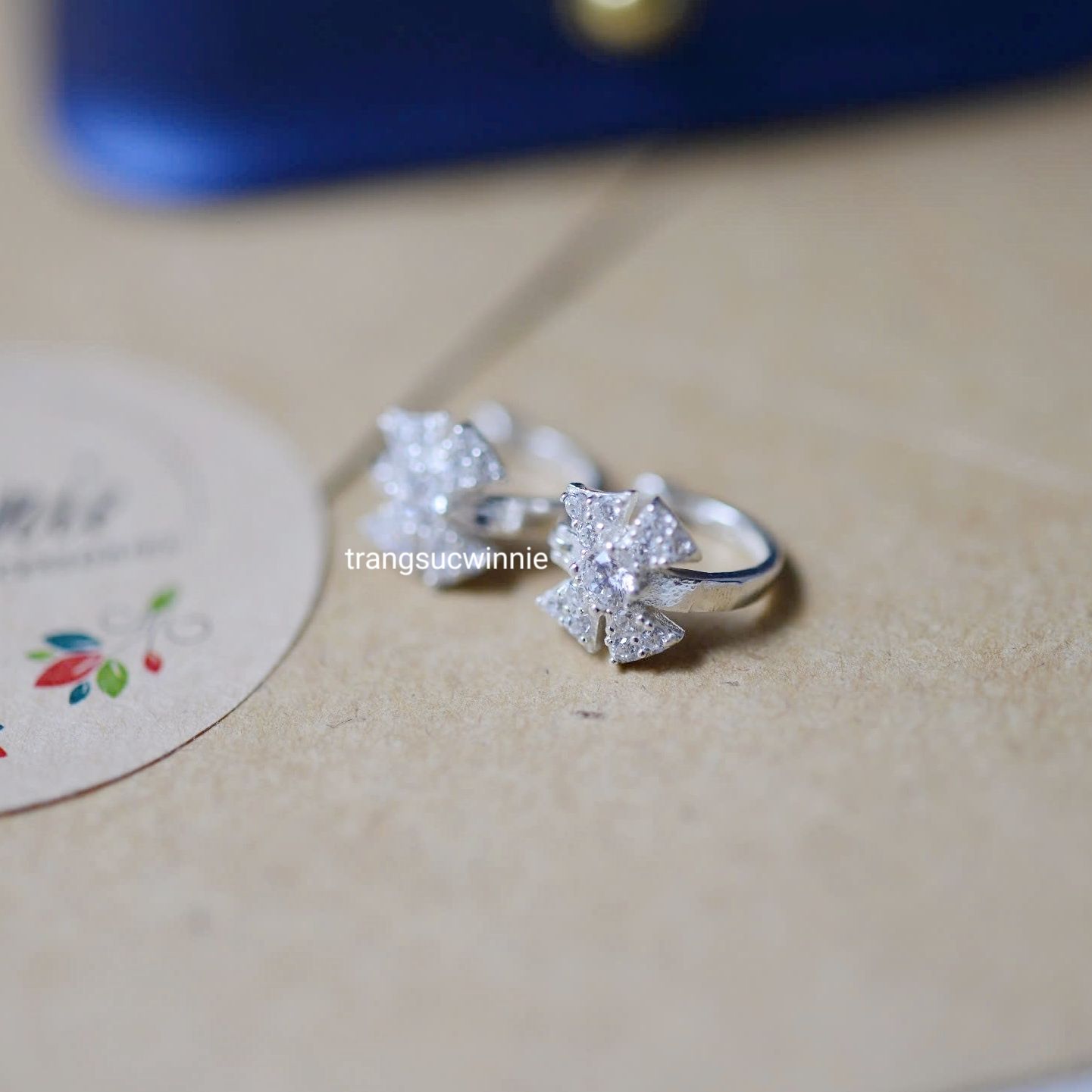 Hoa tai Bạc S925 Khoen Bow