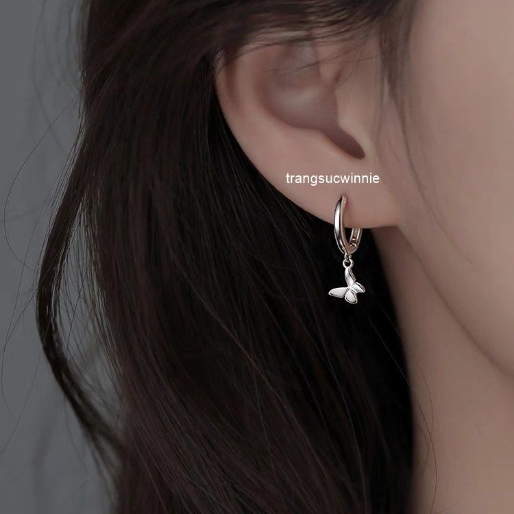 Hoa tai Bạc S925 Khoen bướm trơn