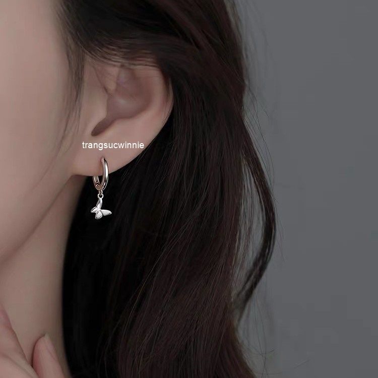 Hoa tai Bạc S925 Khoen bướm trơn
