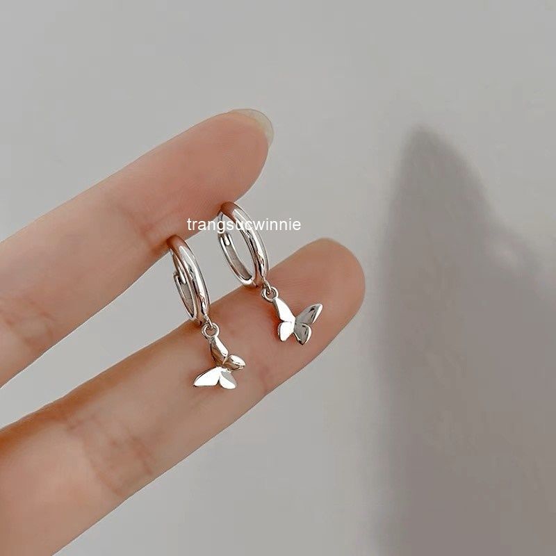 Hoa tai Bạc S925 Khoen bướm trơn