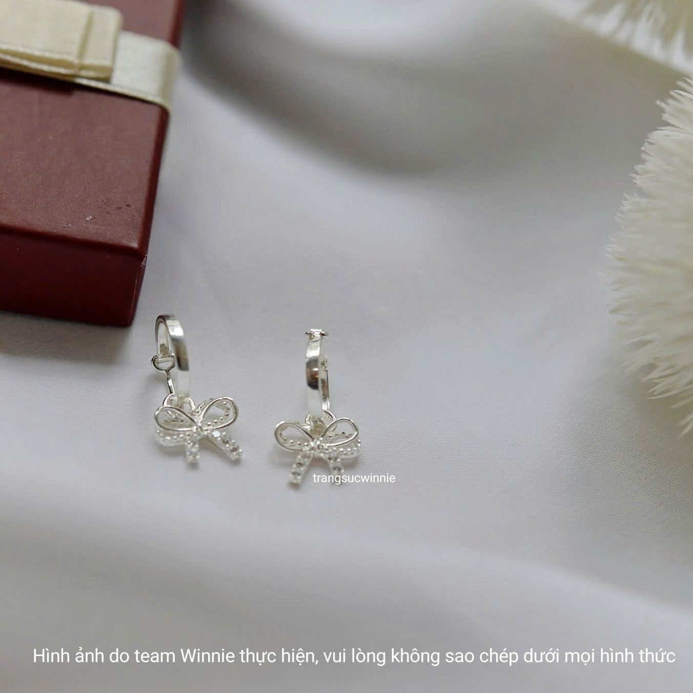 Hoa tai Bạc S925 Khoen Nơ đôi