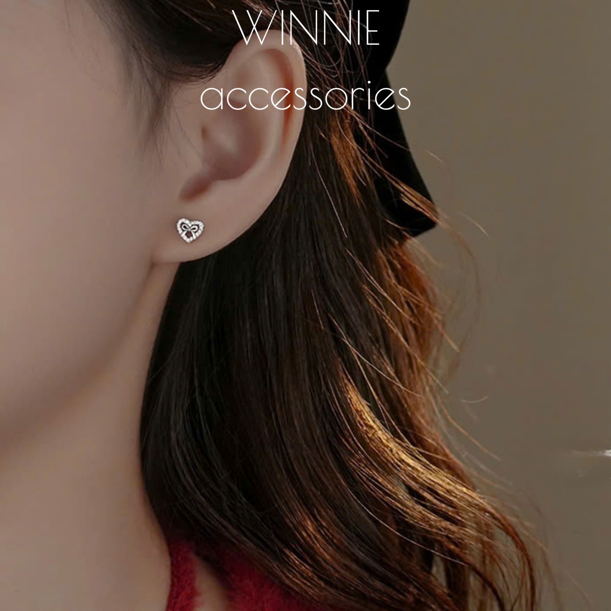 Hoa tai Bạc S925 Tim Nơ