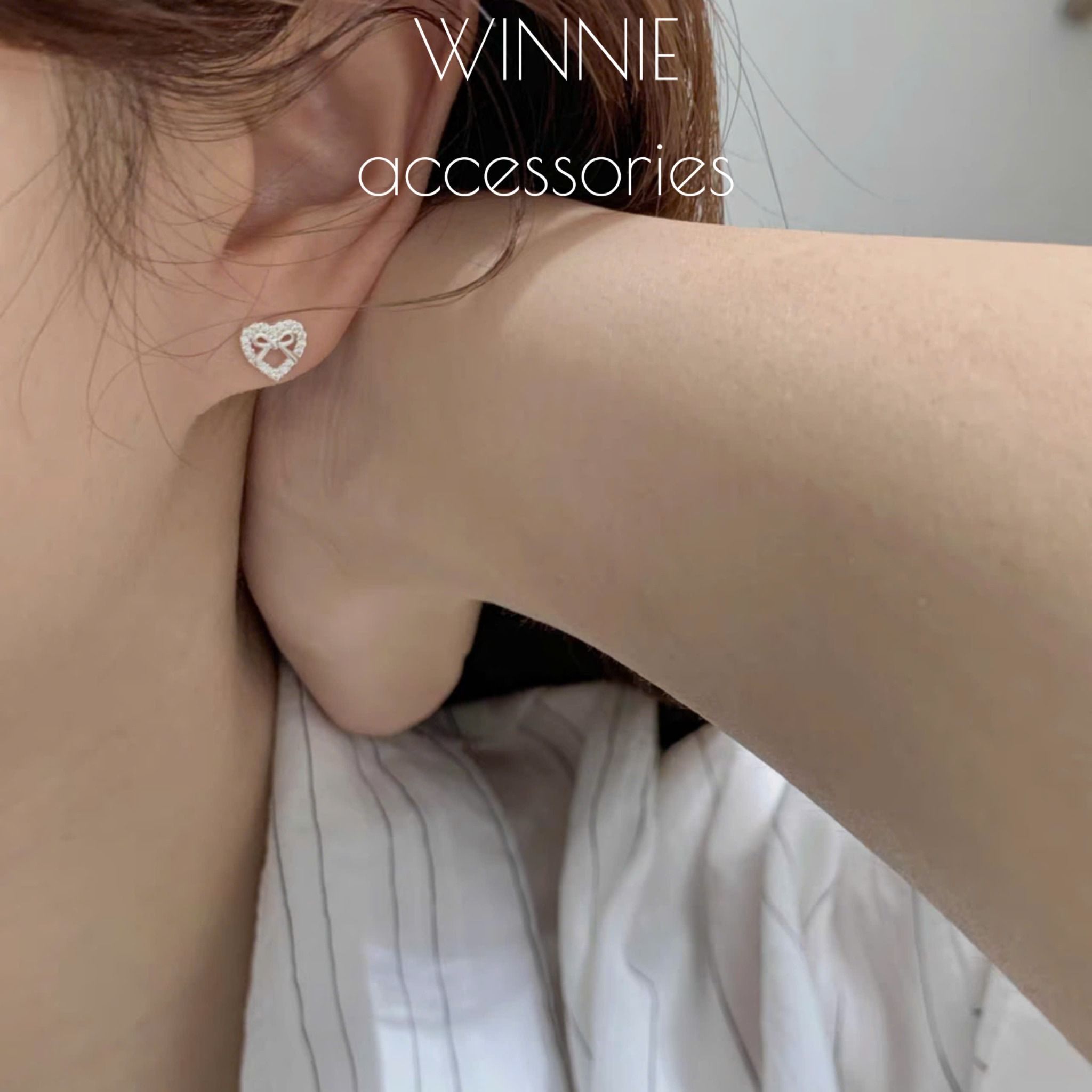 Hoa tai Bạc S925 Tim Nơ