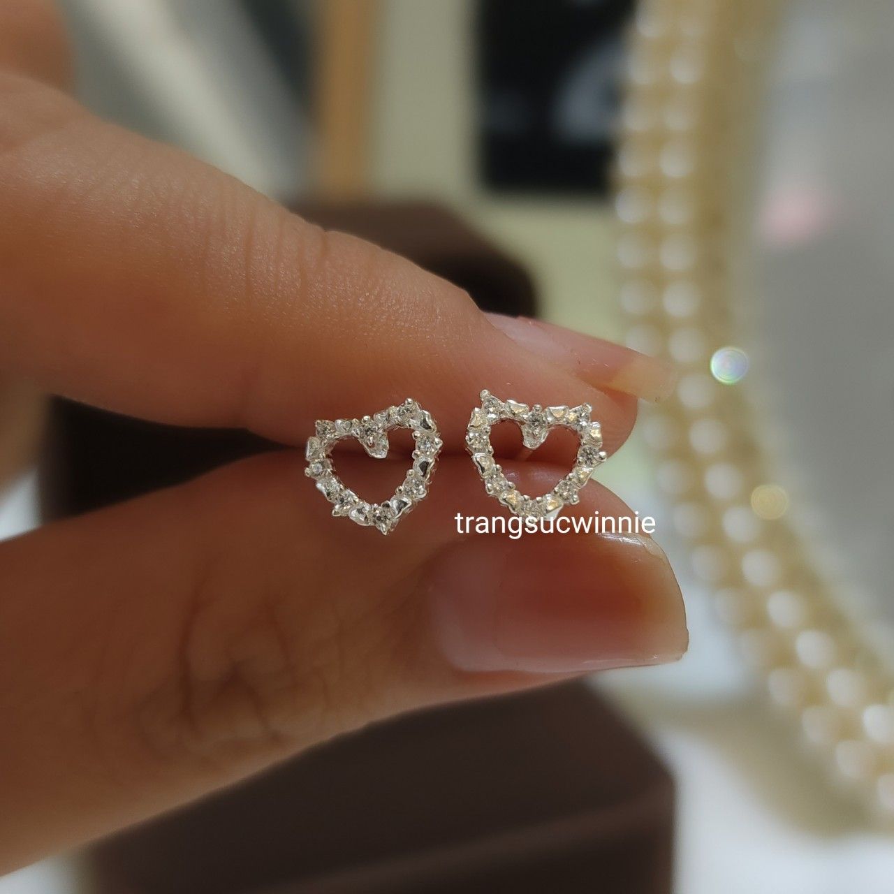 Hoa tai Bạc S925 Tim rỗng