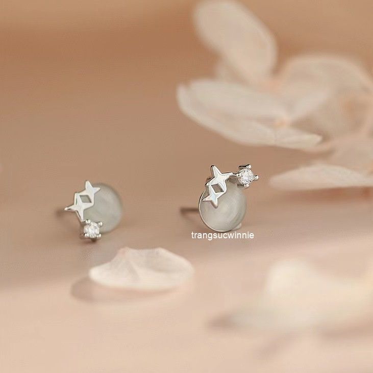 Hoa tai Bạc S925 Bling cat eye