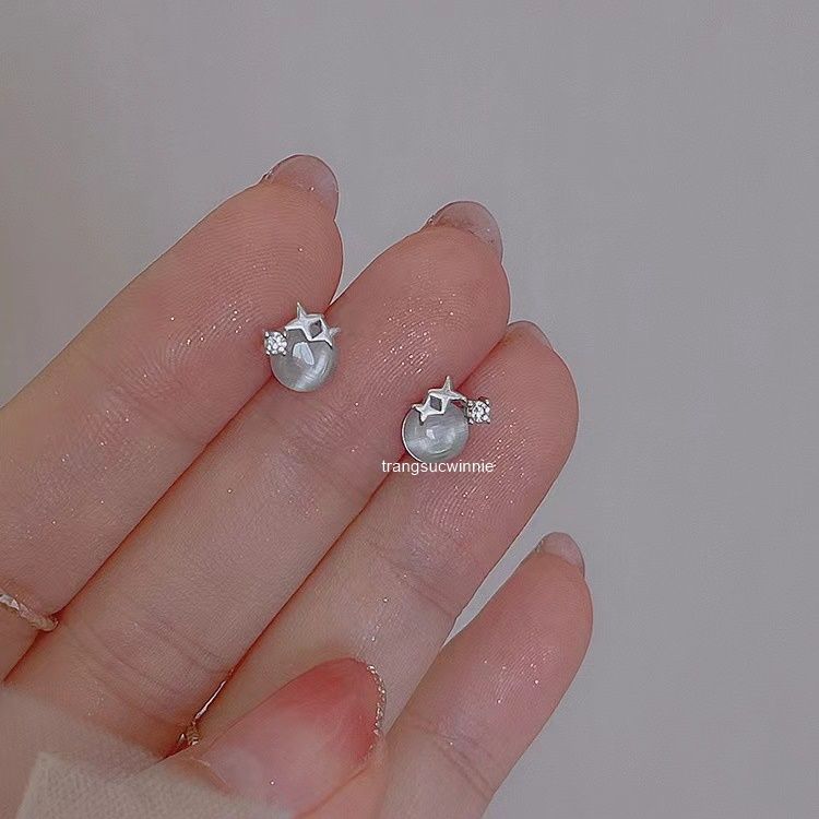 Hoa tai Bạc S925 Bling cat eye