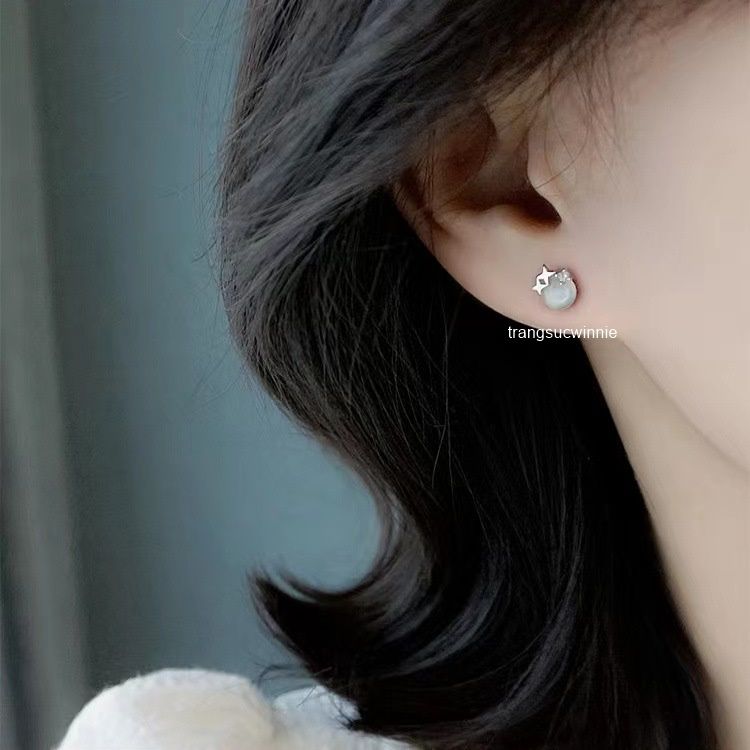 Hoa tai Bạc S925 Bling cat eye