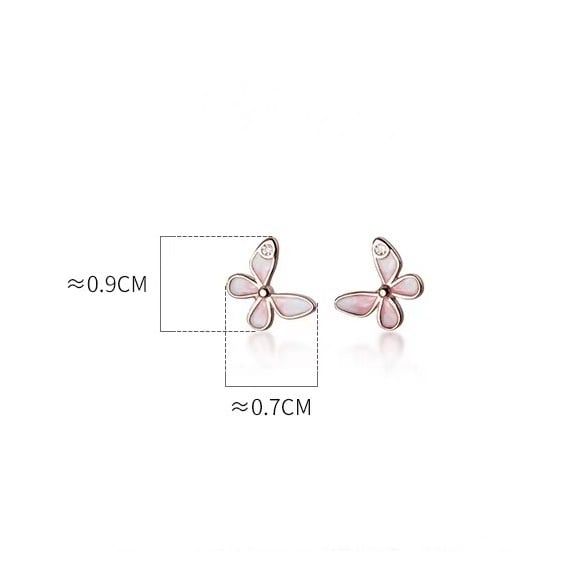 Hoa tai Bạc S925 Bướm hồng