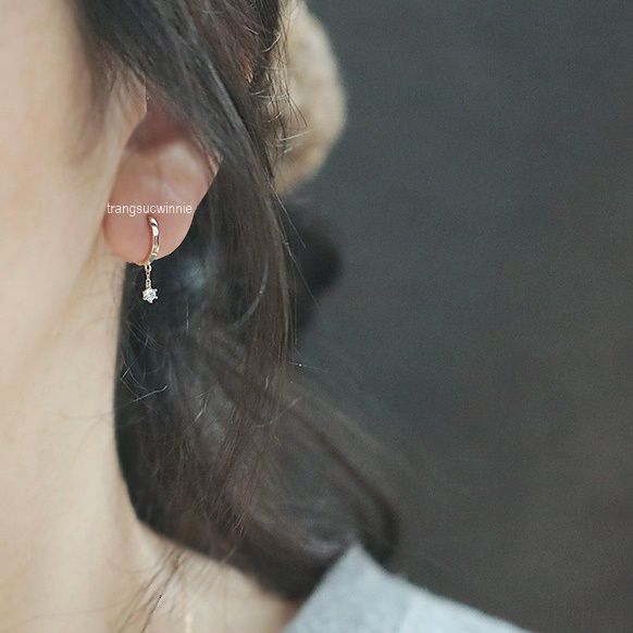 Hoa tai Bạc S925 Hoop dot
