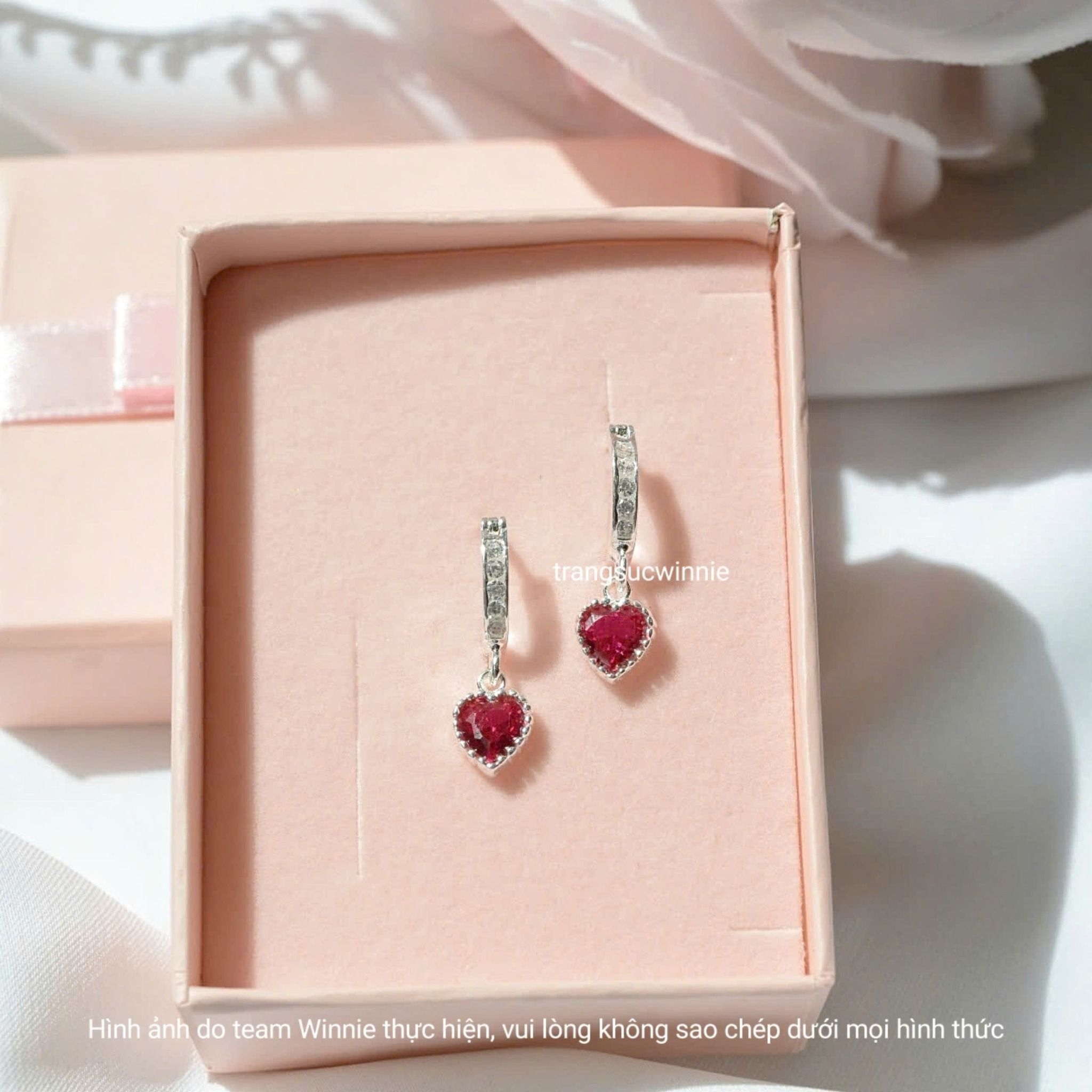 Hoa tai Bạc S925 Khoen Color heart