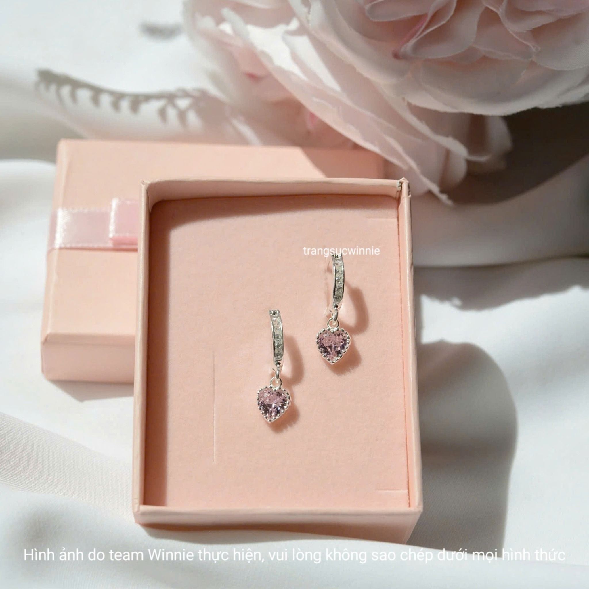 Hoa tai Bạc S925 Khoen Color heart