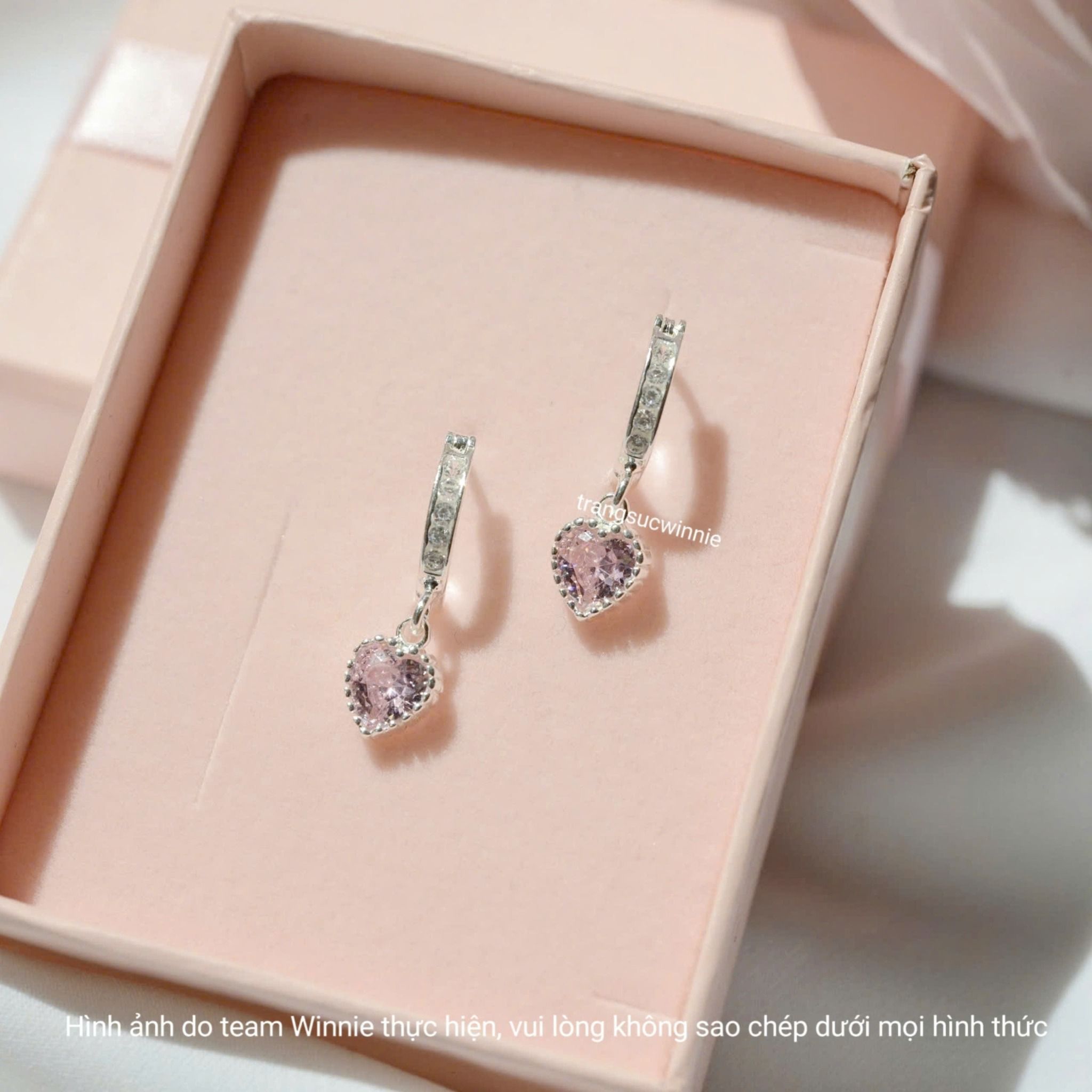 Hoa tai Bạc S925 Khoen Color heart
