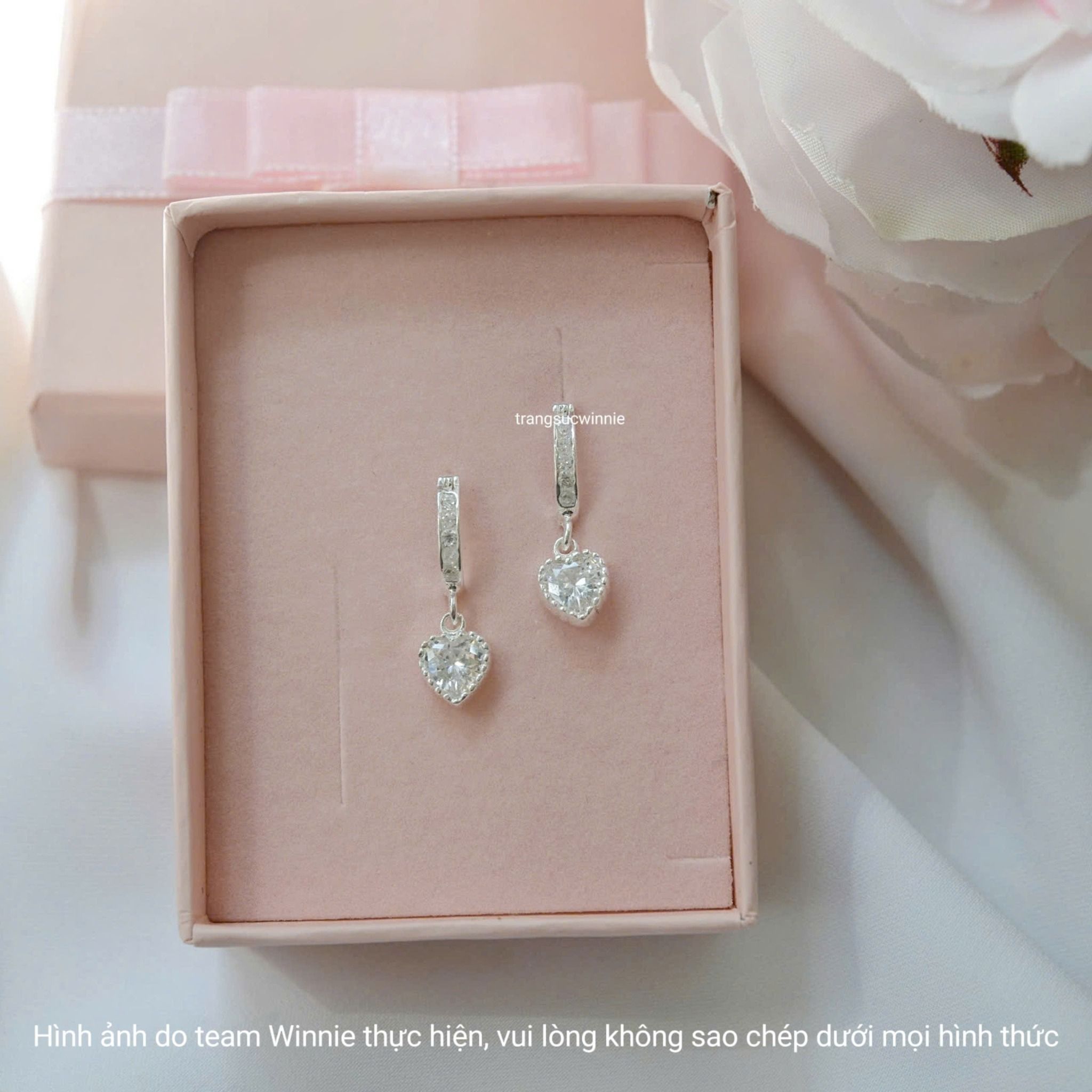Hoa tai Bạc S925 Khoen Color heart