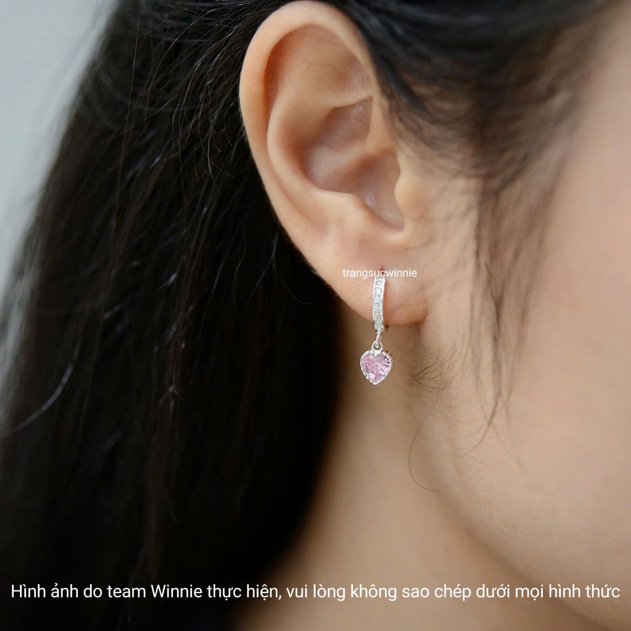 Hoa tai Bạc S925 Khoen Color heart