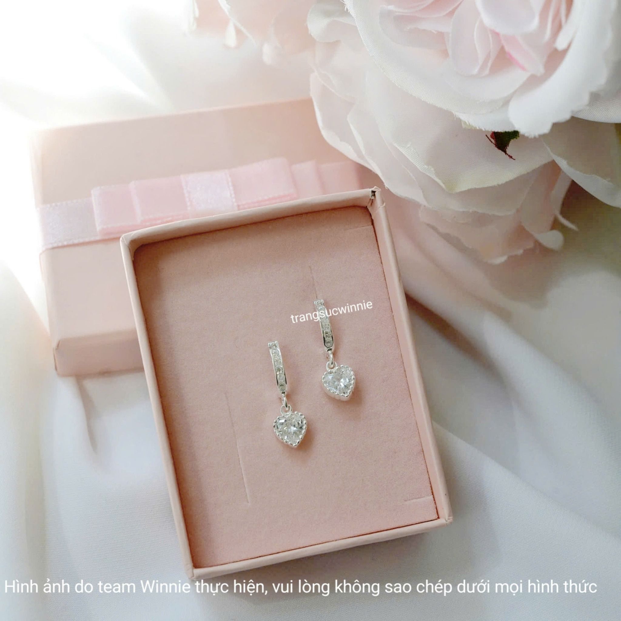 Hoa tai Bạc S925 Khoen Color heart