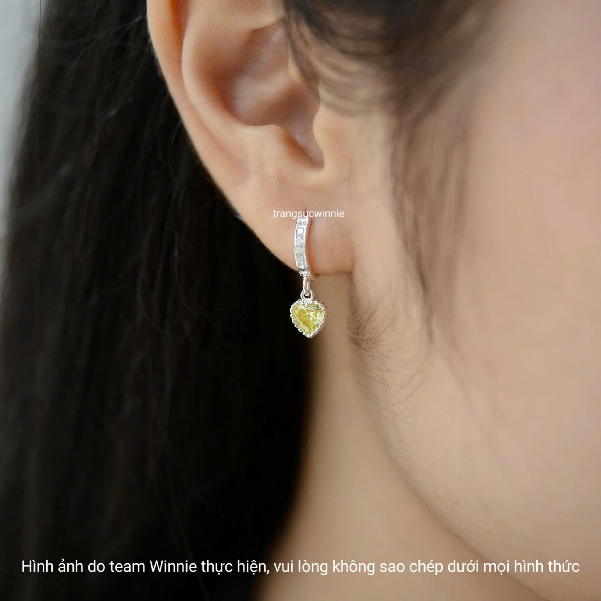 Hoa tai Bạc S925 Khoen Color heart