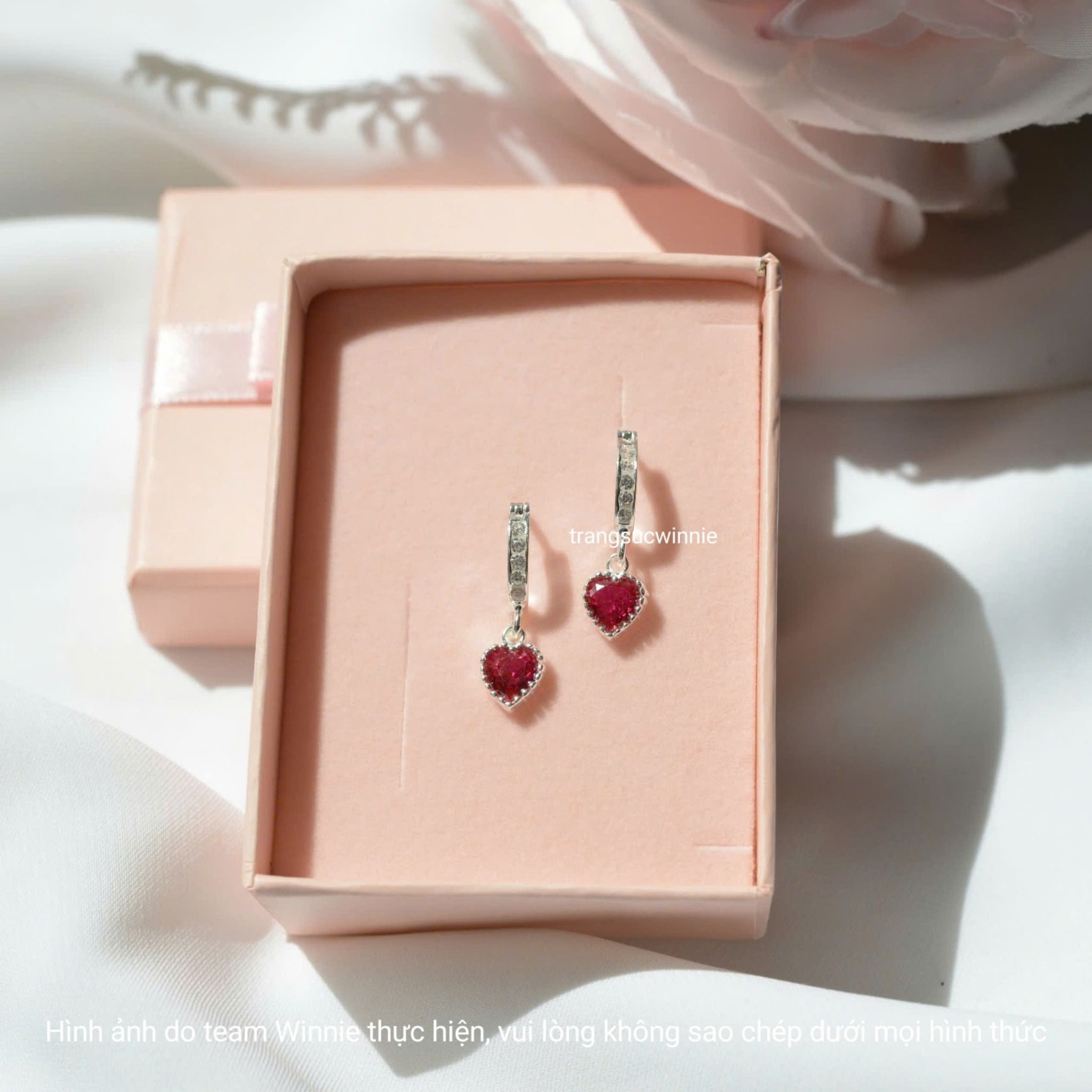 Hoa tai Bạc S925 Khoen Color heart