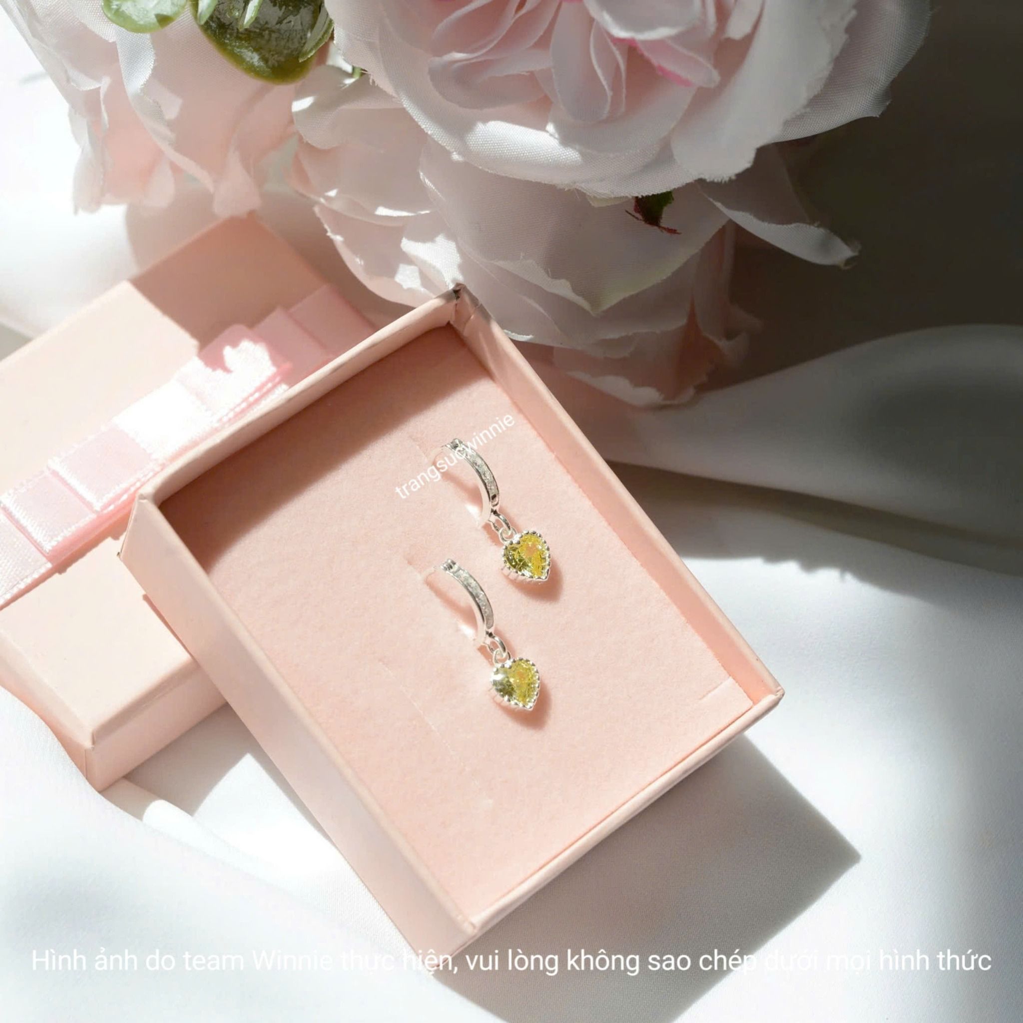 Hoa tai Bạc S925 Khoen Color heart