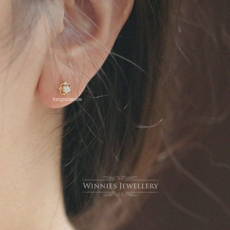 Hoa tai Bạc S925 Retro Opal