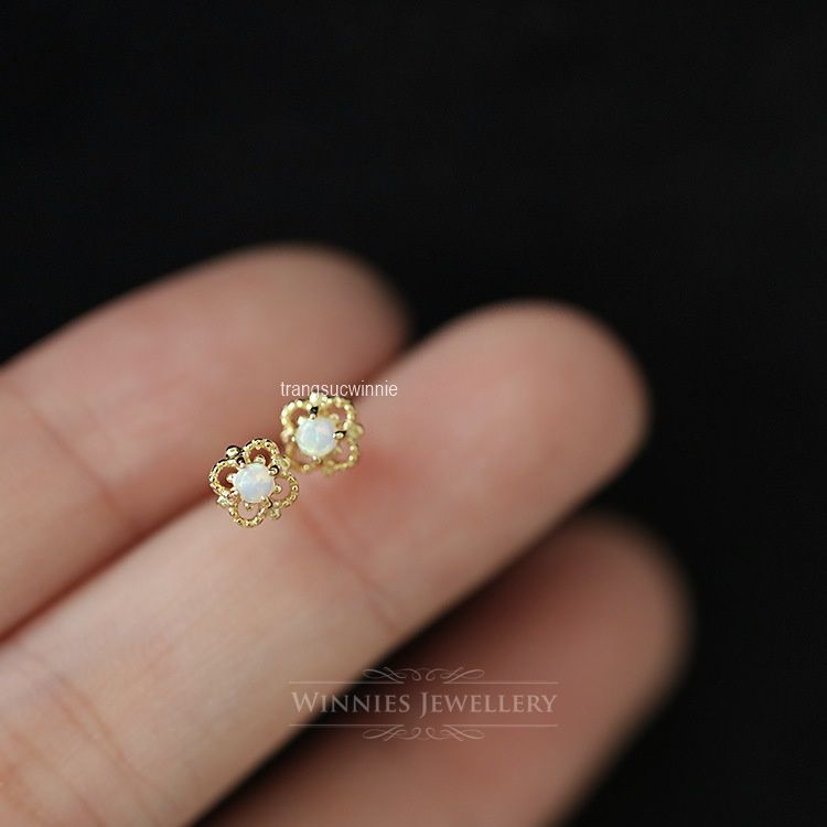 Hoa tai Bạc S925 Retro Opal