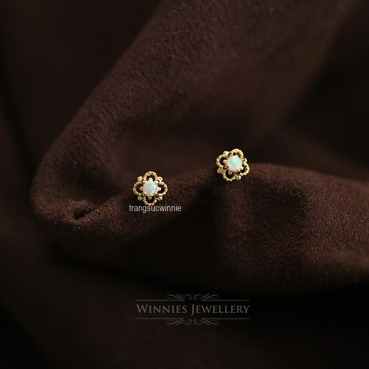 Hoa tai Bạc S925 Retro Opal