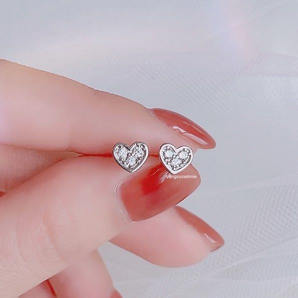 Hoa tai Bạc S925 Tim nhí