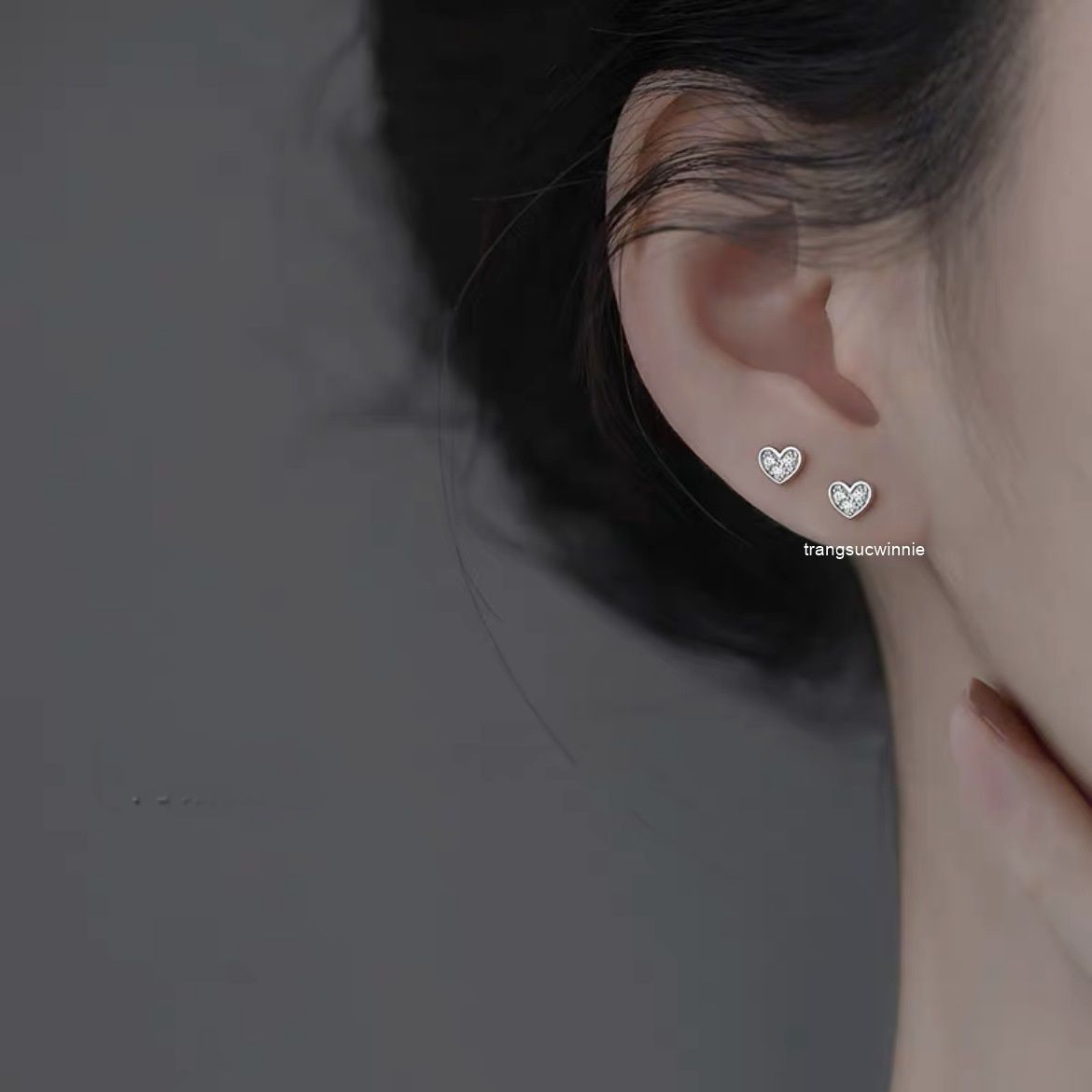 Hoa tai Bạc S925 Tim nhí