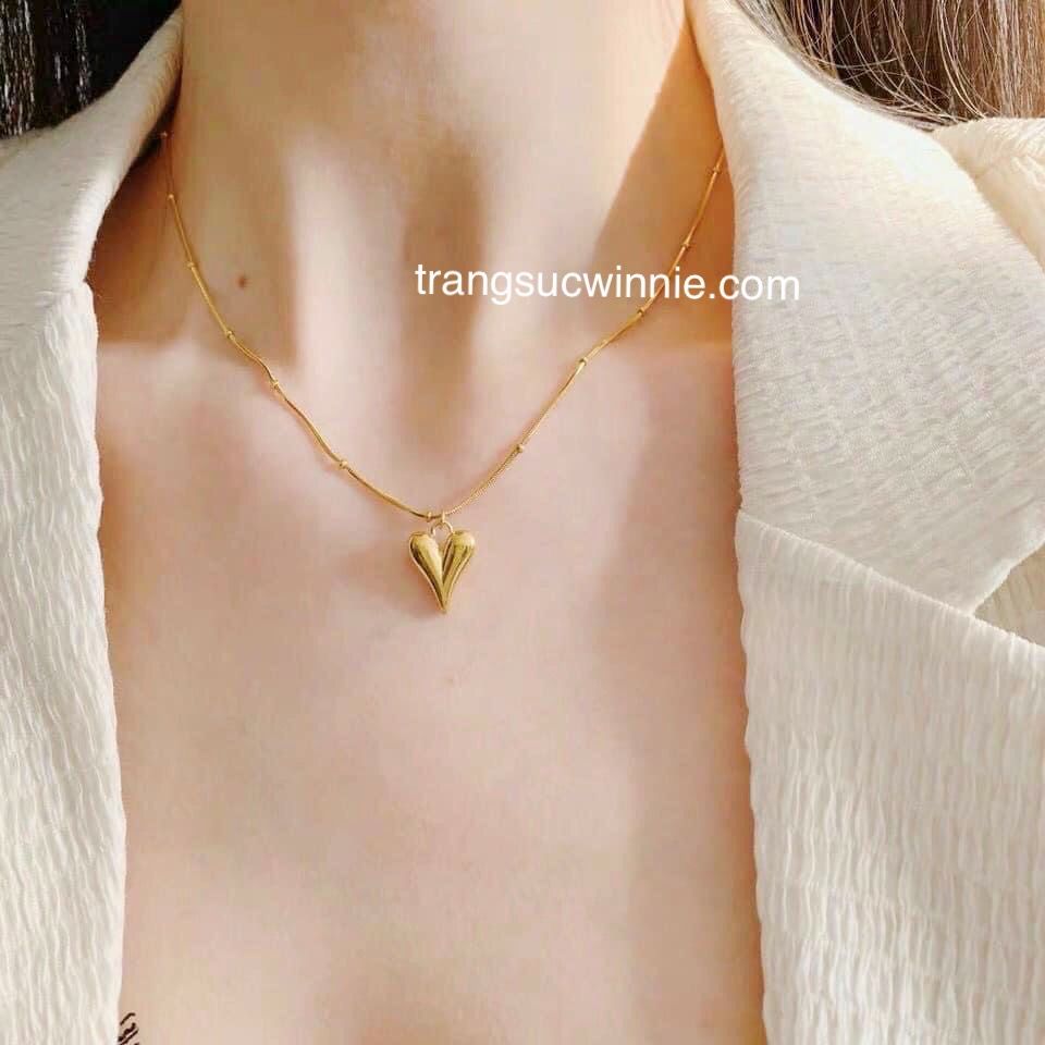 Dây chuyền titan Heart peach