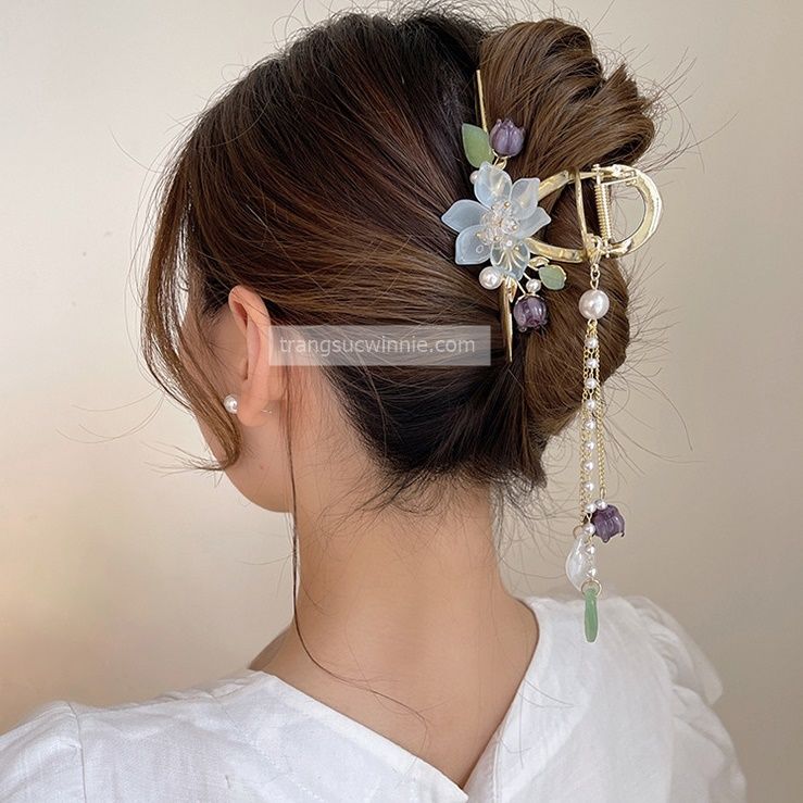Kẹp tóc Hoa sen xanh