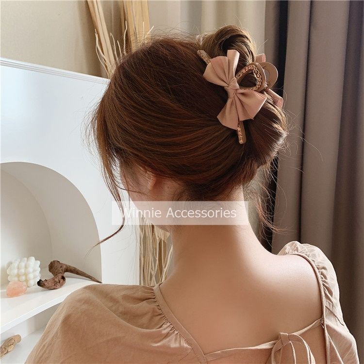 Kẹp tóc Nơ khaki