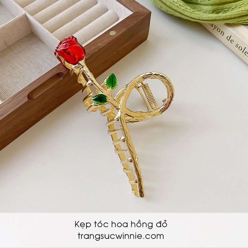 Kẹp tóc Hoa hồng đỏ