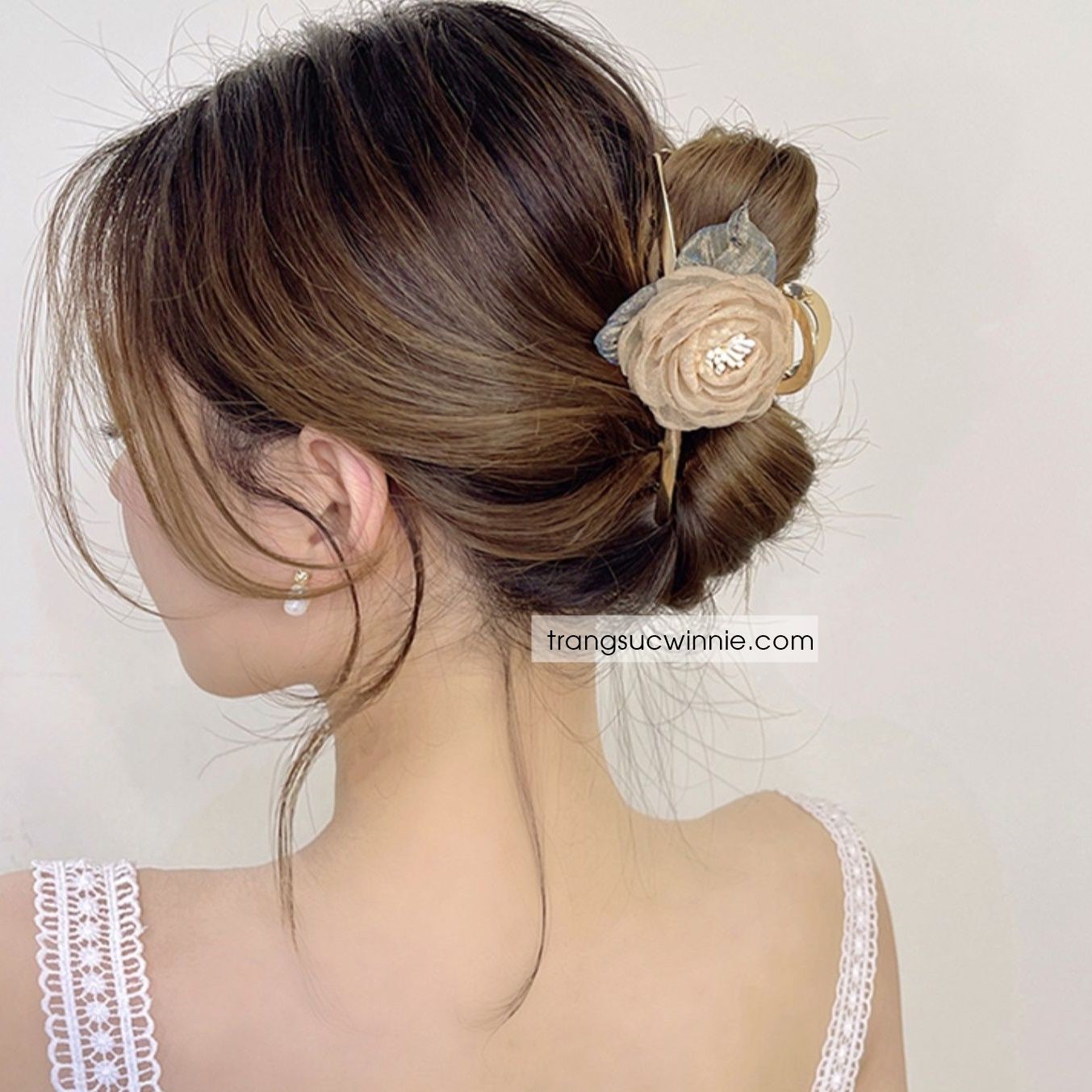 Kẹp tóc Hoa hồng lưới