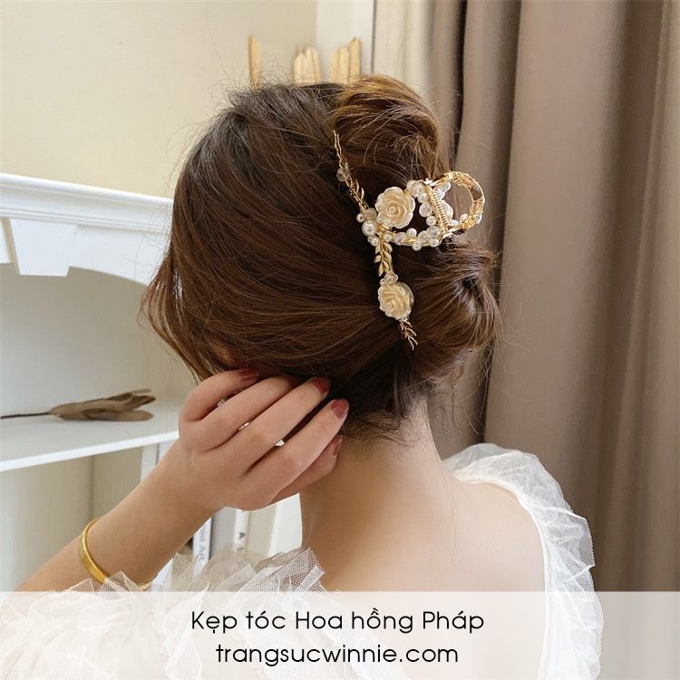 Kẹp tóc Hoa hồng Pháp