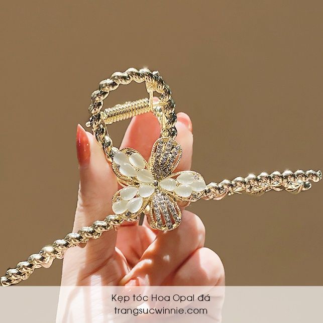 Kẹp tóc Hoa opal đá
