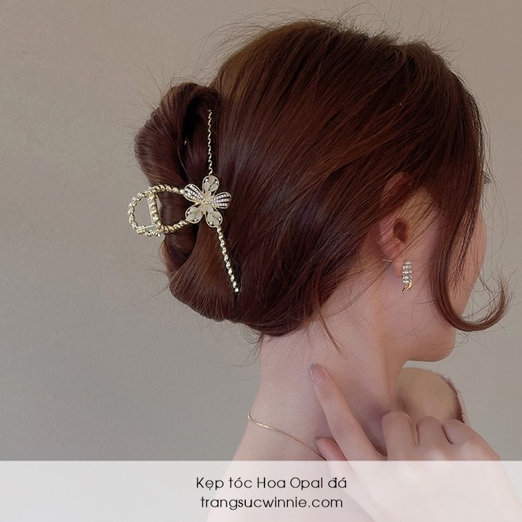 Kẹp tóc Hoa opal đá