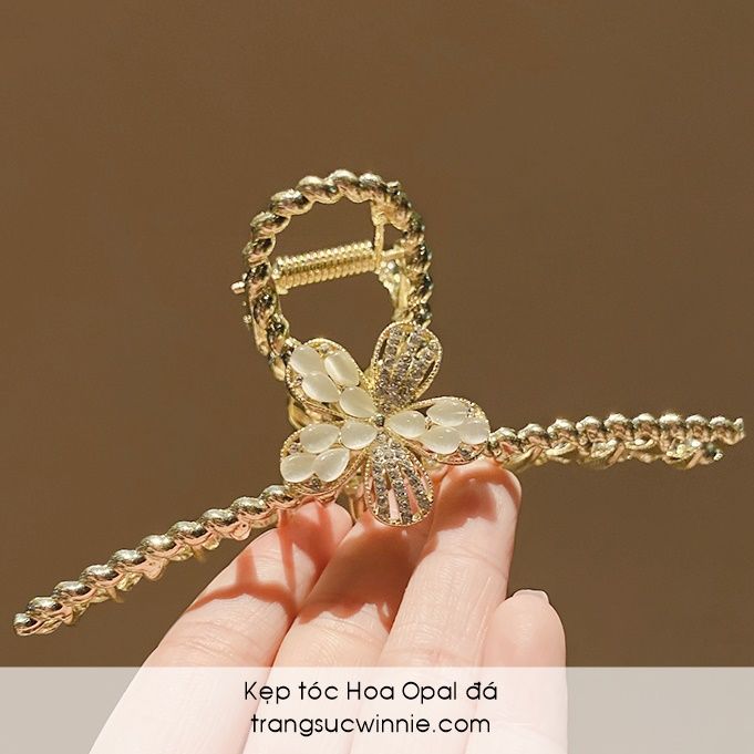 Kẹp tóc Hoa opal đá