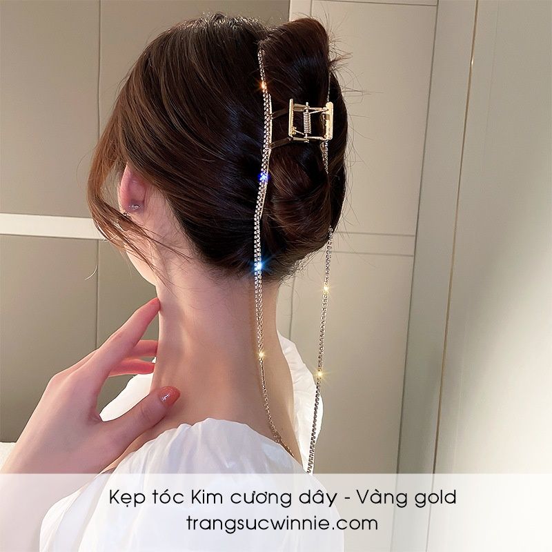 Kẹp tóc Kim cương dây vàng