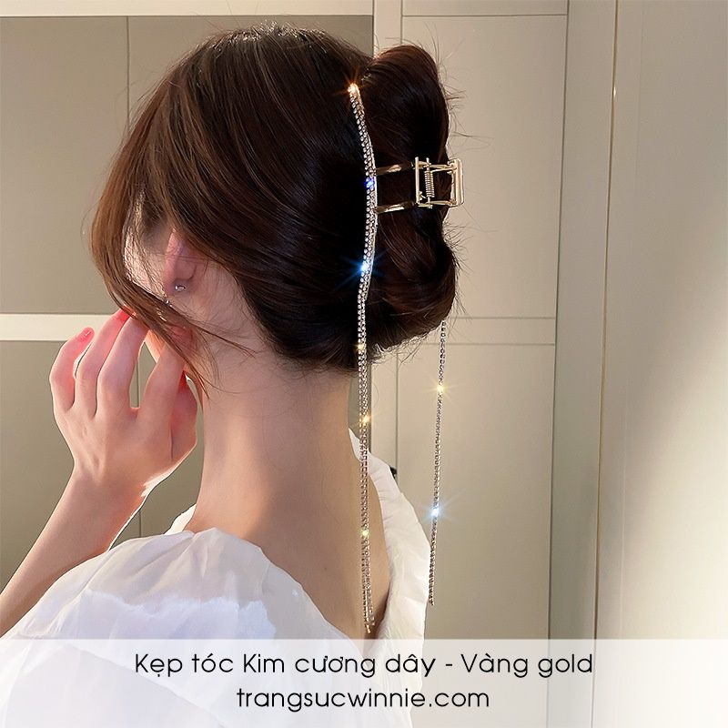 Kẹp tóc Kim cương dây vàng