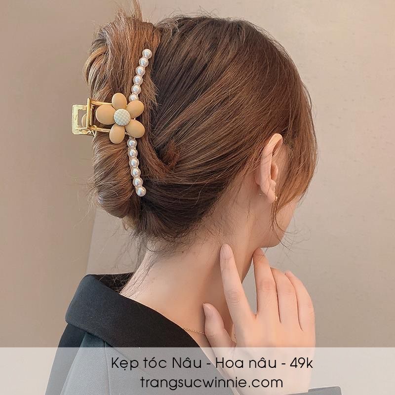 Kẹp tóc Nâu - hoa nâu