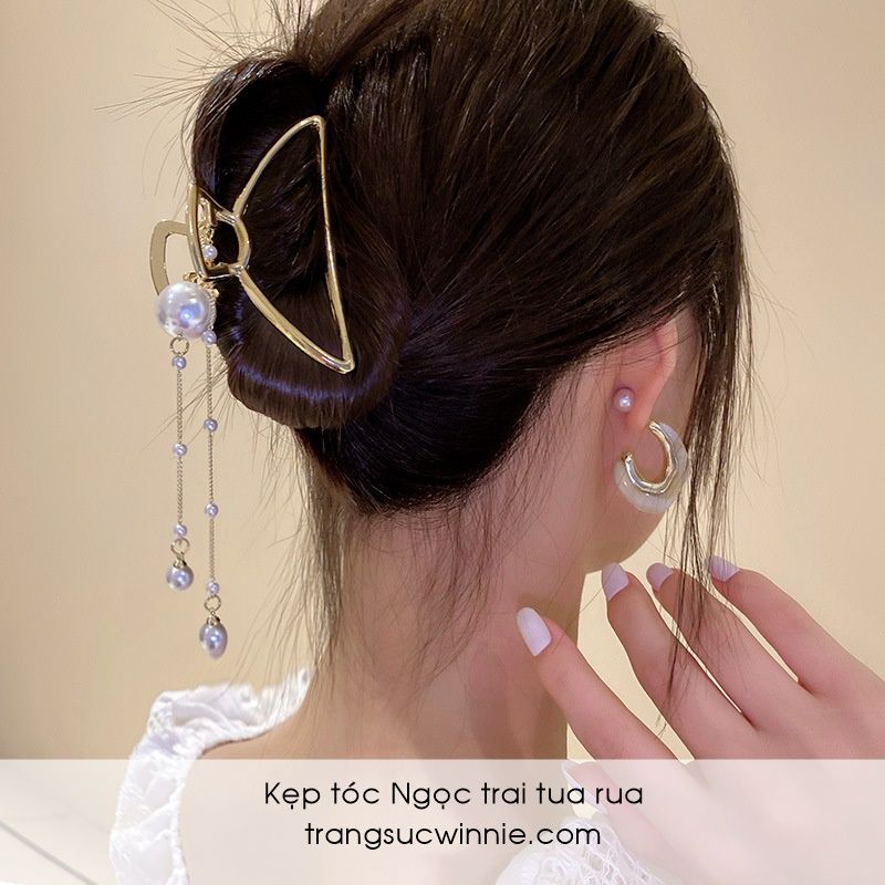 Kẹp tóc Ngọc trai tua rua